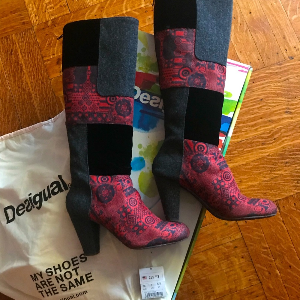 Desigual Patchwork Boots in Size 7